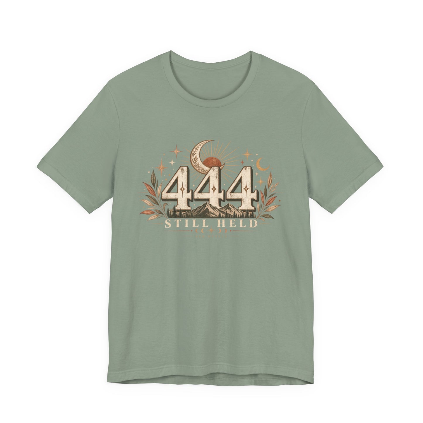 444 Still Held Tee — Spiritual Moon Anniversary T‑Shirt