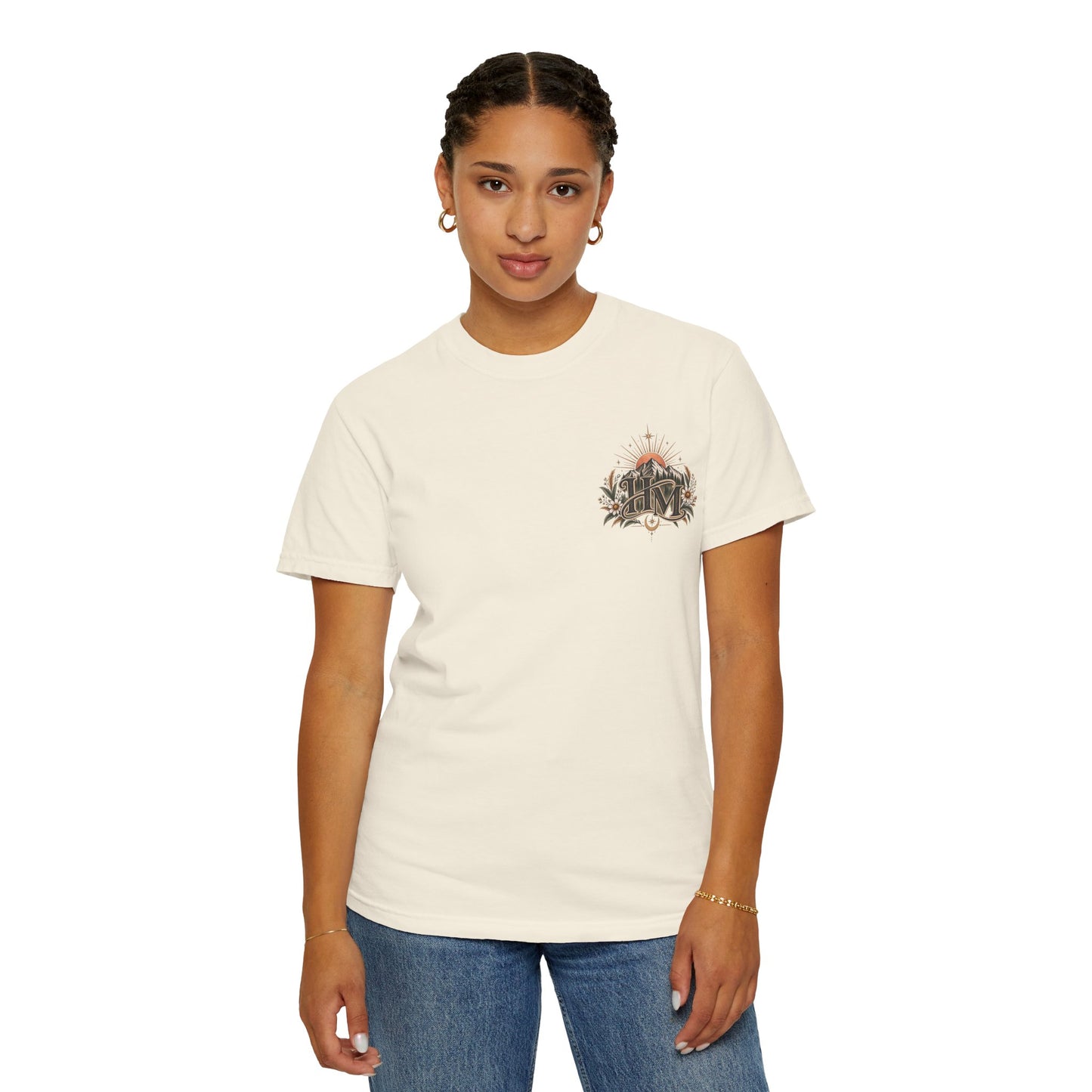 Her Mettle T-Shirt — Mountain Floral Graphic Tee ("Her Mettle: Strength Has a Story")