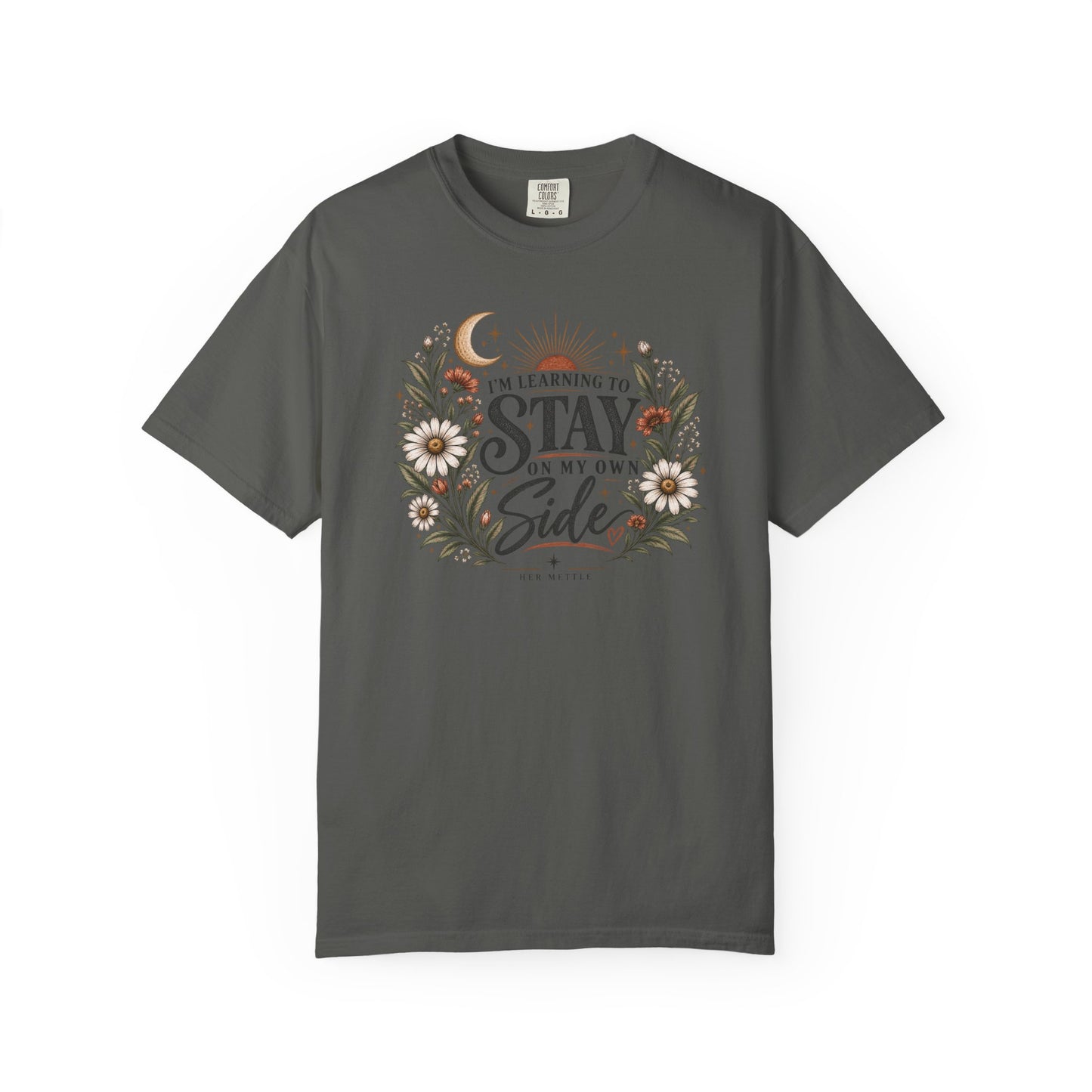 Stay on My Side T-Shirt — Floral Moon Graphic Tee